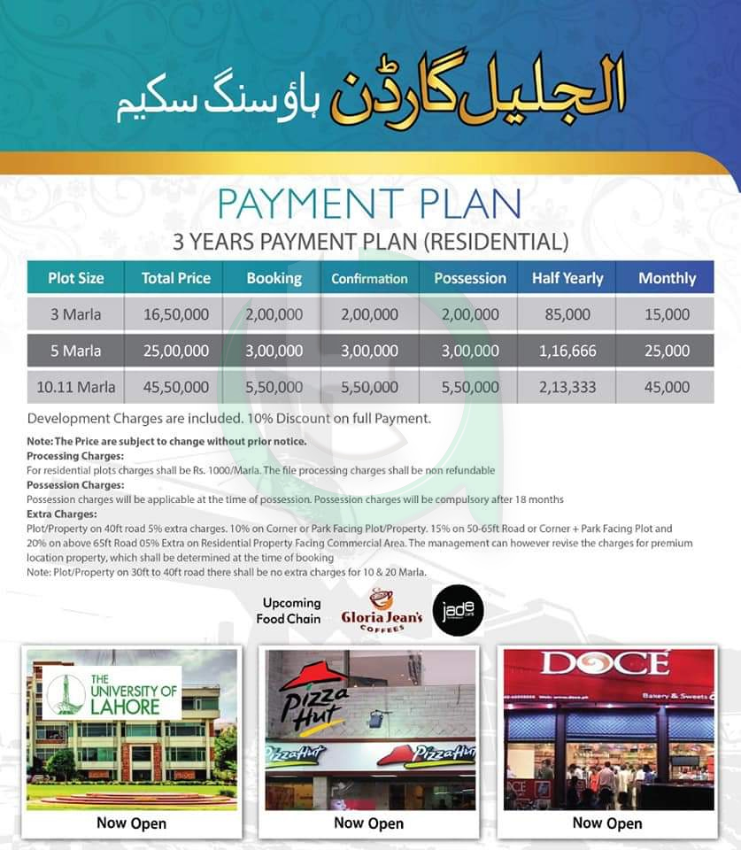 Al-Jalil Gardens Payment Plan