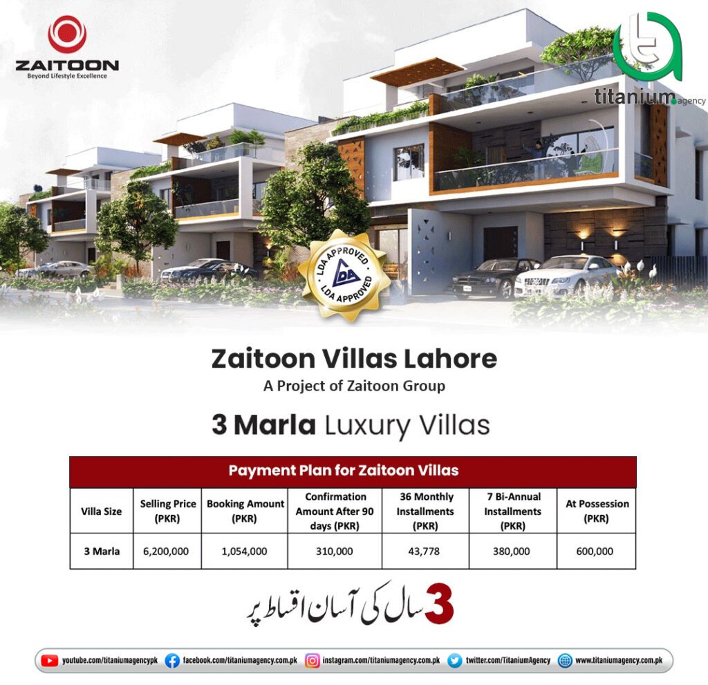 Payment Plan For Zaitoon Villas