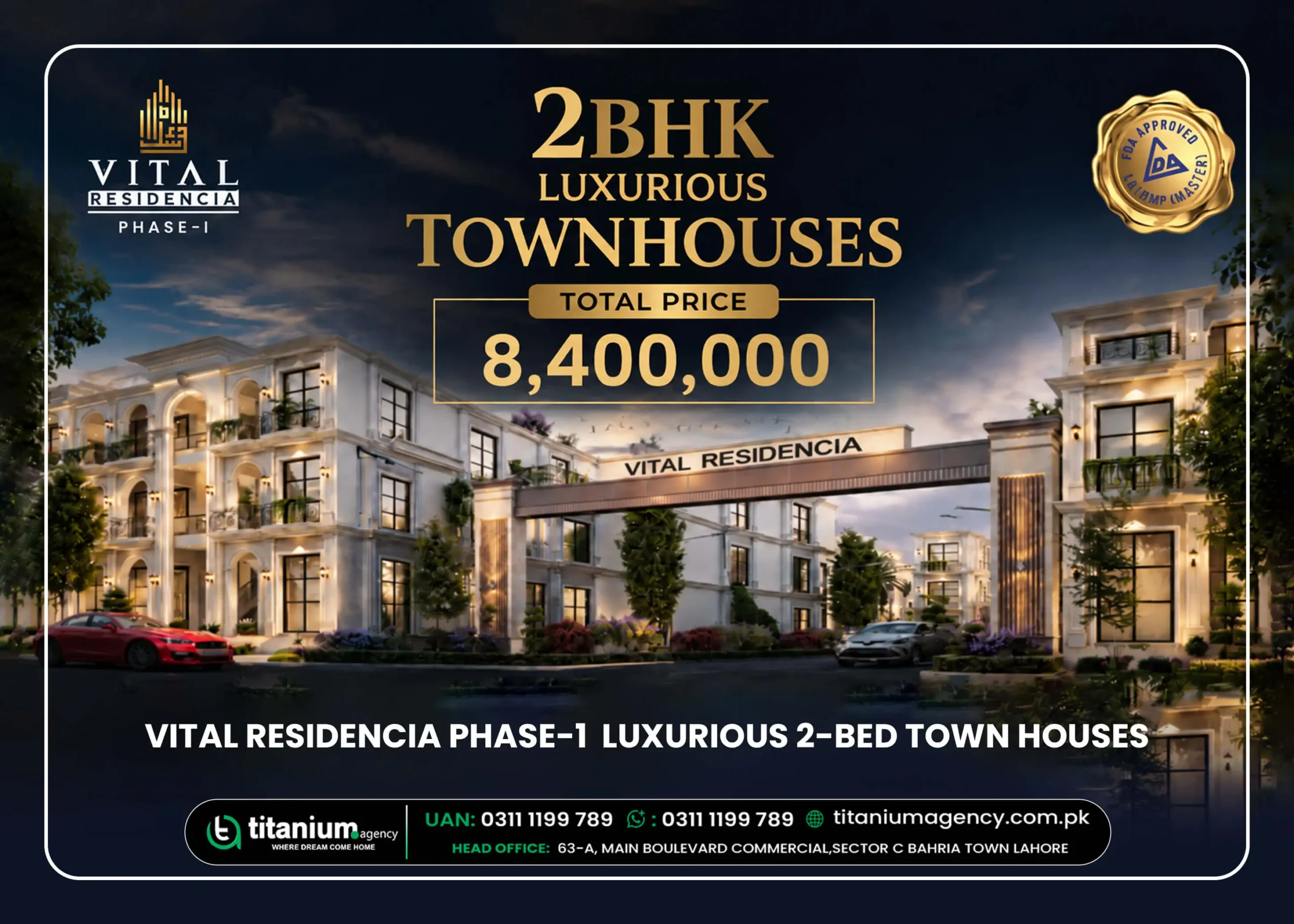 Vital Residencia Phase-1| Luxurious 2-Bed Town Houses | Location & Payment Plan